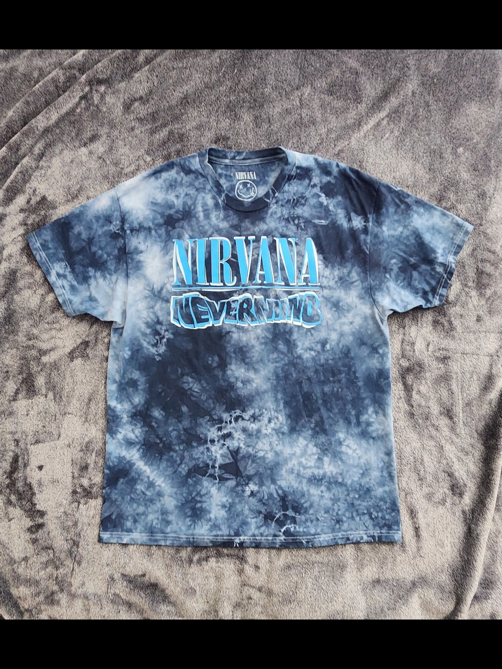 NIRVANA Blue Tie-Dye 'Nevermind' Graphic Tee Size XL